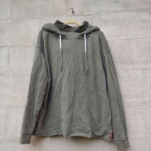 PEACE LOVE WORLD women's size L olive green hoodie drawstring Hood Thankful